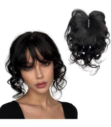 Amazon.com : AYunhe Curly Wavy Human Hair Topper for Women  display picture 1