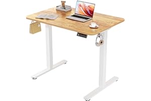 ERGOMAKER 35" Electric Standing Desk, Adjustable Height, Sit Stand Up Desk for Home Office & Computer Workstations, Memory Controller, Light Rustic Brown