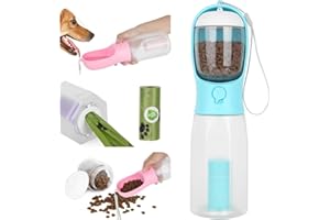 MUZIYUANMY Ultimate Dog Travel Companion: 3-in-1 Water Bottle, Food Container, and Waste Bag Dispenser for Outdoor Adventures (20 Ounce, Light Blue)
