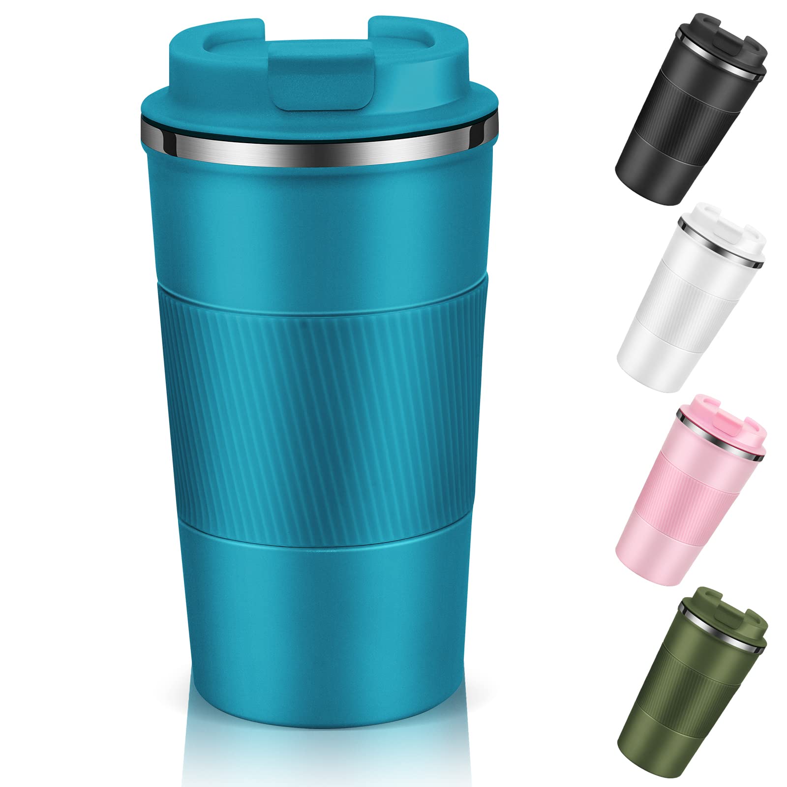 Dycietx Travel Mug with Leakproof Lid, Insulated Reusable Coffee for Hot&Cold Drinks/Tea, Portable Stainless Steel Thermal Takeaway Cup Car/Outdoor/Picnic/ Office/School (510ml Blue), CM03RD