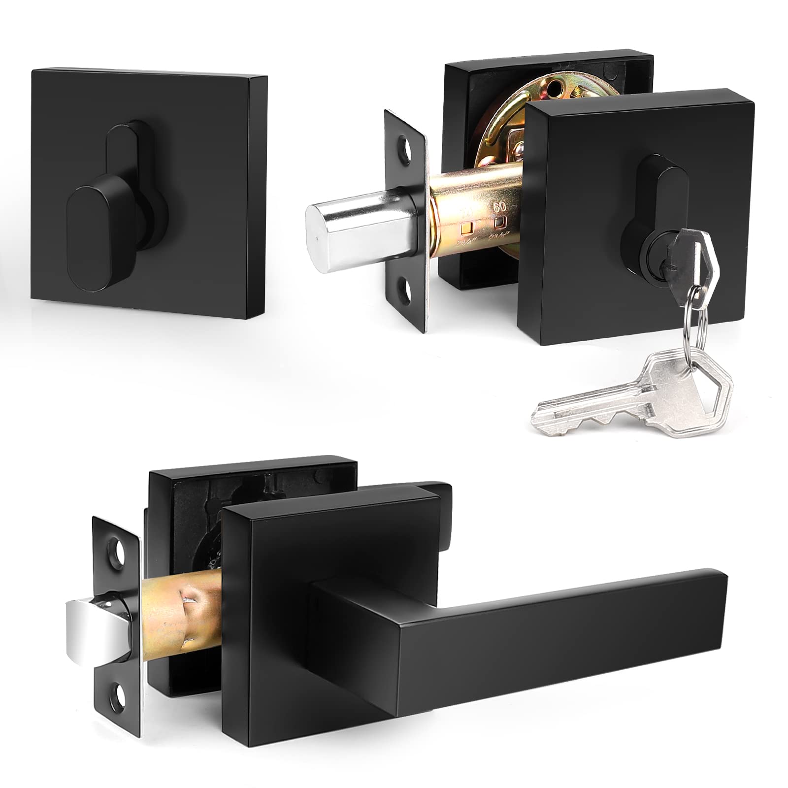 Probrico Flat Black Passage Door Lever with Single
