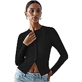 Ribbed Button Down Cardigan for Women, Long Sleeve Button Up Fall Knit Going Out Cropped Tops