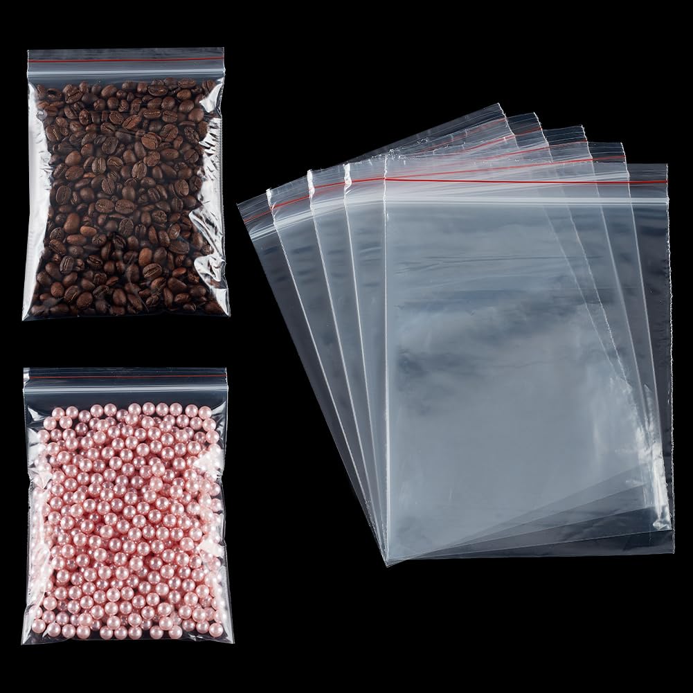 PandaHall about 100pcs 17x12cm Clear Bags Plastic Zip Closure