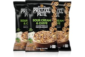 Pretzel Pete Sour Cream Chive Seasoned Pretzel Medley, Nut-Free and Sesame-Free Snack, Small Batch, Bold Flavor (9.5oz, Pack of 3)