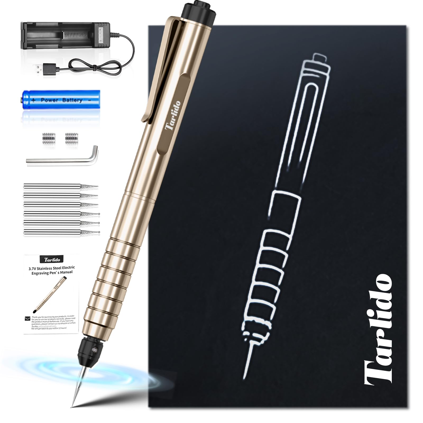 Tarlido Engraving Pen, USB Rechargeable Cordless