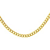 Gold Chains: Solid 14K Yellow Gold Cuban Gold Chain 3.69 mm Necklace for Women Men