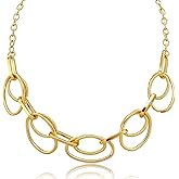 Bgfhna Chunky Gold Necklace 14k Gold Plated Loop Chain Adjustable Dainty Link Statement Choker Necklace for Women Layered Vintage Chunky Fashion Costume Accessory Pendant Jewelry