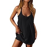 Nirovien Womens Tennis Dress Workout Mini Dress with Shorts Sleeveless Spaghetti Straps Golf Athletic Dresses
