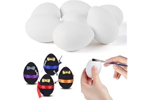 BMMFF 12Pcs Easter White Eggs Painting Kit-Paintable Flocking Eggs, Doodle Kit for Ninja DIY Design, Easter Decoration, Egg Hunts Basket Fillers Gift