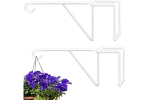 Zacool Vinyl Fence Hooks-2 Pack 5 x 10 Inches Over Fence Hooks Heavy Duty White Powder Coated Steel Fence Hooks for Hanging Plants Bird Feeders,Lights,Hanging Basket,Pool Tools