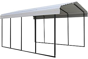 Arrow Carports Galvanized Steel Carport, Full-Size Metal Carport Kit, 12' x 20' x 9', Eggshell