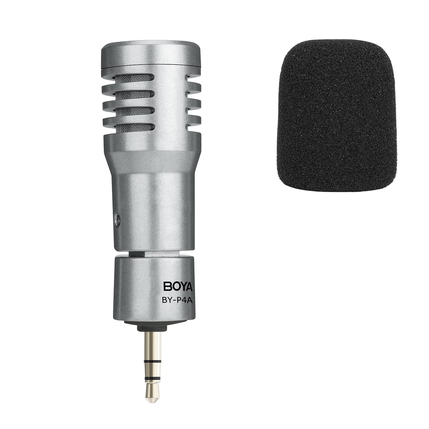 BOYA Camera Microphone Plug On, BY-P4A External Camera Mic 3.5mm TRS Mini DSLR Mic with Noise Reduction for Canon Nikon Sony DSLR Camera/Camcorder/YouTube/Vlogging/Video Recording
