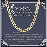 Someki To My Son Necklace Stainless Steel Cuban Link Chain Cool Men's Necklace Chain Durable Lobster Clasp Inspirational Birthday Gifts for Son
