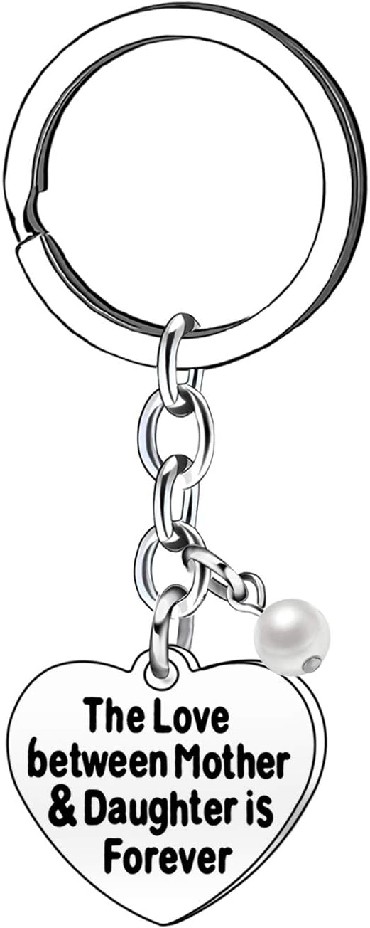 Heart Shape Pearl Jewellery Key Ring Chain Keyrings Family Gifts for Women Girls Kids (Mother Daughter)
