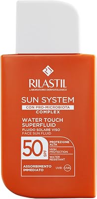 Sun System Water Touch Superfluid SPF50, Fluido Solare Viso Idratante e Antiossidante Water Resistant ad Assorbimento Immediato, 50ml