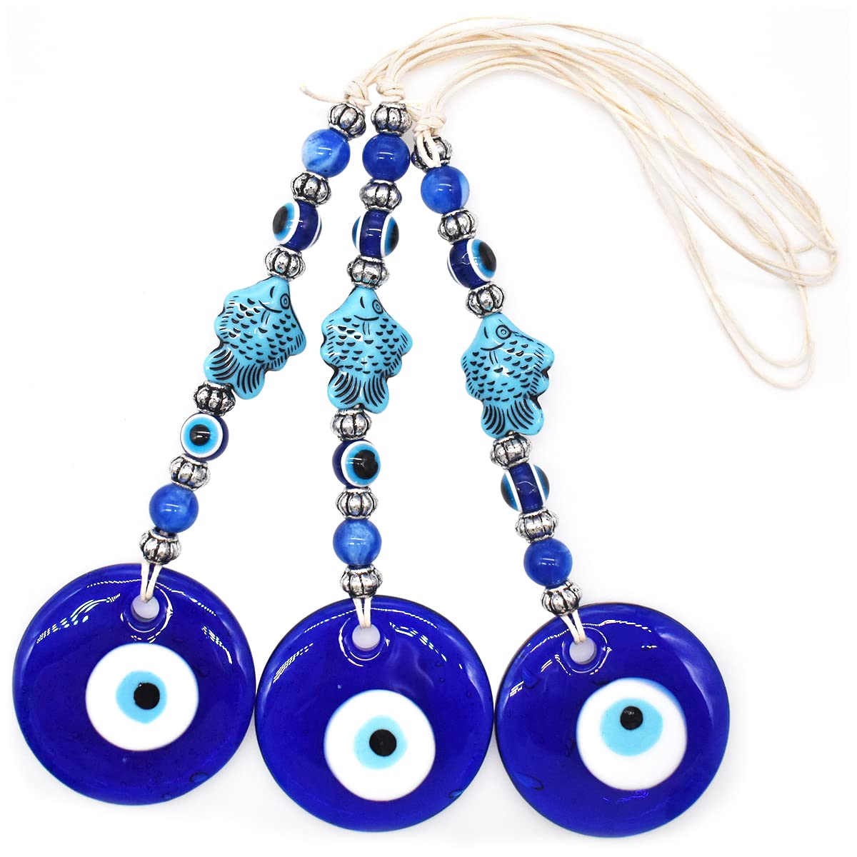 Blue Eyes TAIZER 3 Pieces Evil Eye Wall Hanging Diabolic Eye Amulet for Bedroom Ornament Birthday Gift Home Decoration Lucky Pendant