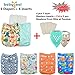 babygoal Cloth Diapers Pack of 13, Baby Reusable Washable Pocket Nappy, 6pcs Diapers+6pcs Rayon from Bamboo Inserts+Wet Bag 6FB08-MB-B