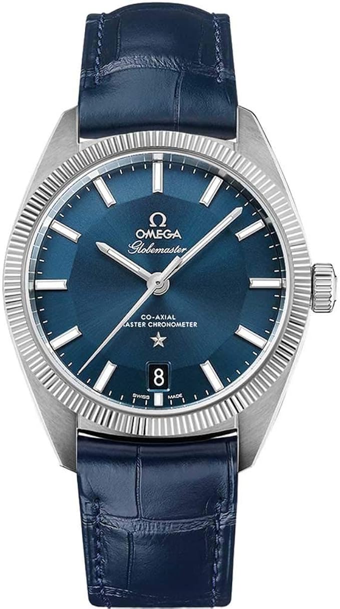 Omega Constellation Globemaster Blue Dial and Leather Strap Men's Watch Watches