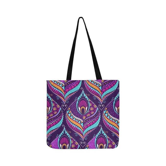 Vektor nahtlose Muster stilisierte Pfau Federn Leinwand Tote Handtasche Schultertasche Crossbody Taschen Geldbörsen für Männe