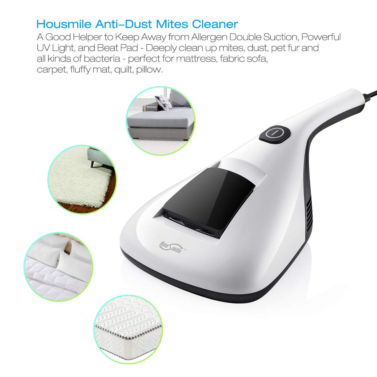 Housmile 804 Anti Dust Mites UV Vacuum Cleaner with Advanced HEPA