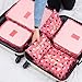 6 sets travel Organizers Packing Cubes Luggage Organizers Compression Pouches (Pink Daisy)