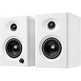 NSY Audio Powered Computer Speakers for Desktop PC and Music, White Pair | Active 60W Wood Finish Stereo Audio, w/ Bass, Bluetooth 5.3, USB-C/RCA/AUX, for Desktop PC, Monitor, Laptop, Record Player