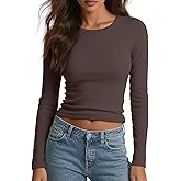 Womens Long Sleeve Shirts Crewneck T-Shirt Fall Top Casual Basic Tee Tops Undershirts 2026