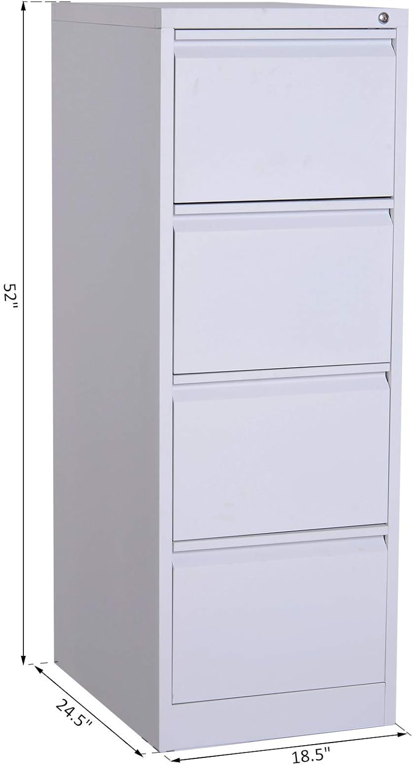 Tidyard 4 Drawers Metal File Cabinet Heavy Duty Steel Frame Vertical Locking Storage Letter Filing Cabinet