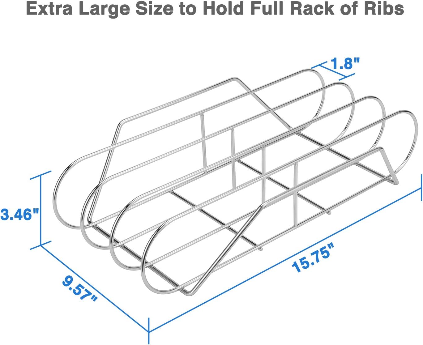 SOLIGT Extra Long 304 Stainless Steel Rib Rack for 18” or Larger Grills - Holds up to 3 Full Racks of Ribs : Garden & Outdoor