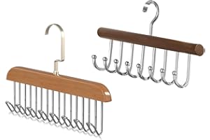 2Pack Belt Hanger for Closet,Tie Hanger Rack,Wooden Tie Organizer Rack,Multifunctional Practical Solid Wood Coat Rack,Non-Sli