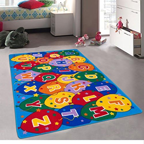 iSavings Kids/Baby Room/Daycare/Classroom/Playroom Area Rug. Alphabet. Balloons. Educational. Fun. Non-Slip Gel Back. Bright Colorful Vibrant Colors (8 Feet X 10 Feet)