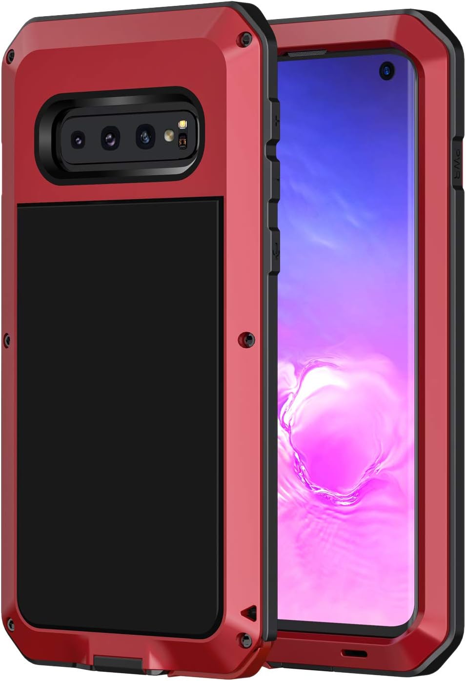 seacosmo Samsung S10 Case, Heavy Duty Shockproof Protection Metal Case [Rugged Armour] without Screen protector Case for Samsung Galaxy S10 (2019) -Red