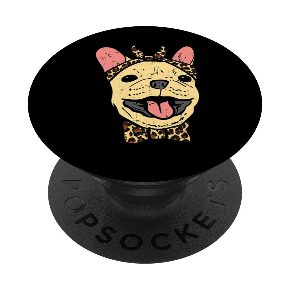 French Bulldog Leopard Print Bandana Cute Frenchie Dog Gift PopSockets PopGrip: Swappable Grip for Phones & Tablets