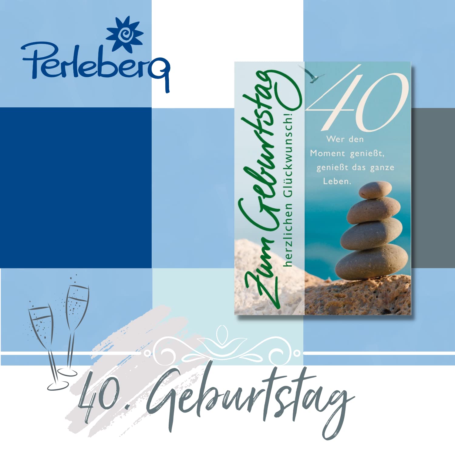 Perleberg High-Quality Birthday Card from The Lifestyle Collection with Glitter Number and Balloon Motif - Elegant Card for 40th Birthday Including Envelope - Premium Quality Birthday Cards 11.6 x