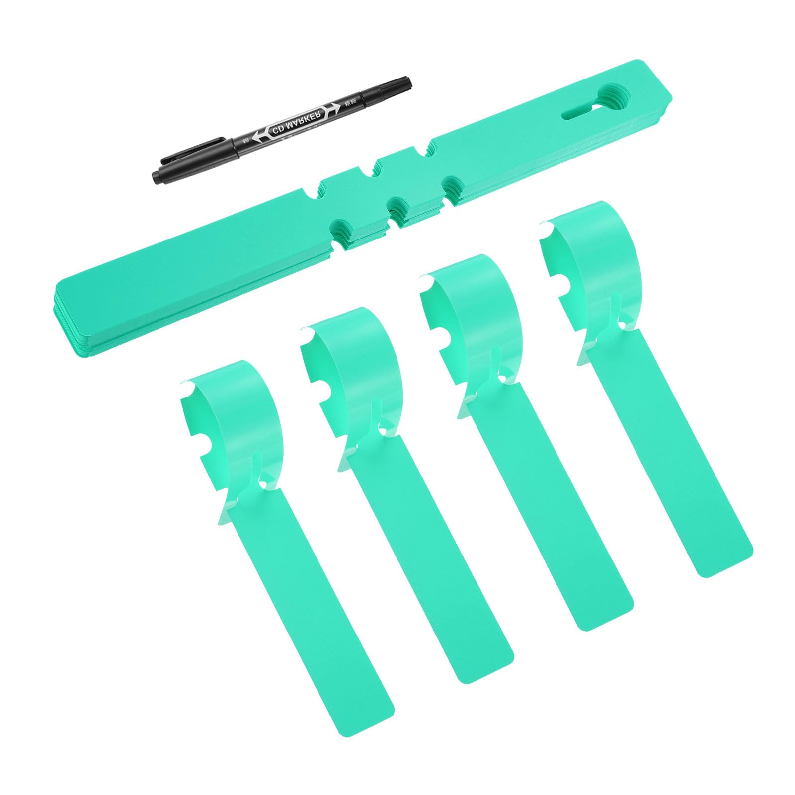 PATIKIL Plastic Plant Tags, 50 Pcs Wrap Around Plant Labels Adjustable Nursery Garden Tags Waterproof Hanging Tags Tree Tags with Pen for Plant Garden, Green