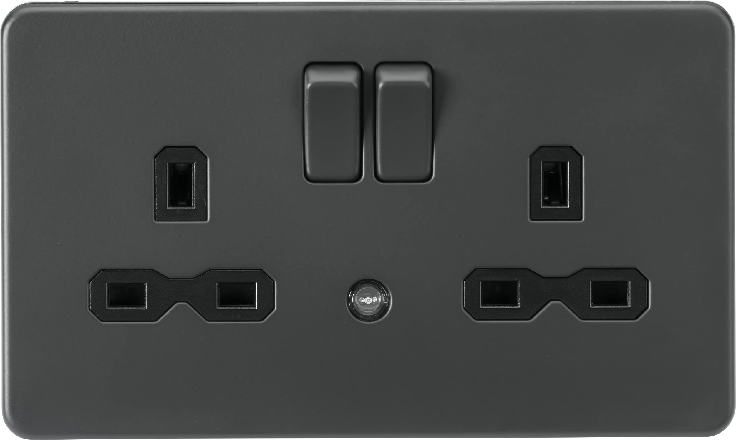 Knightsbridge 13A 2G DP Switched Socket with Night Light Function - Anthracite
