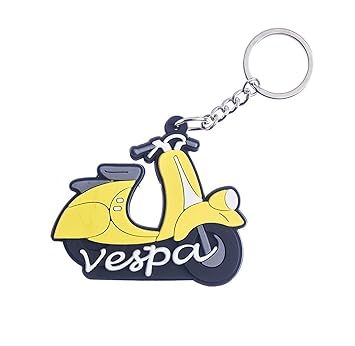 GCT Double Sided Vespa Scooter Bike Logo Rubber Keychain for Car Bike Scooty Women Keyring (Yellow)