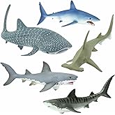 Safari Ltd. Shark Toy Set - Figurines of Great White, Tiger, Whale Shark, Hammerhead, and Mako - Play Set for Boys, Girls & Kids 3+