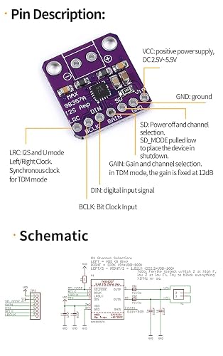 Bluetooth Geuxe Max98357 I2S 3W Class D Amplifier Breakout Interface ...
