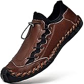 LZDZN Mens Casual Shoes for Men's Leather Loafers Boat Dress Driving Men Black Brown Yellow White Big Size Wide Summer Breathable Fashion Walking Work Office Business Male Handmade