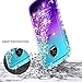 Moto Z2 Play Case with Tempered Glass Screen Protector (Full Coverage) for Girls Women, NageBee Glitter Liquid Bling Floating Waterfall Shockproof Cute Case for Motorola Moto Z2 Play -Aqua/Purple