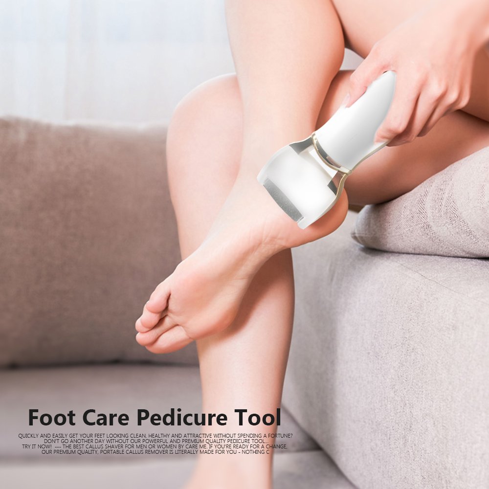 Electric Foot File - Rechargeable & Waterproof Callus Remover with Quartz Sand Remove Dead, Hard, Cracked Skin (Gold)