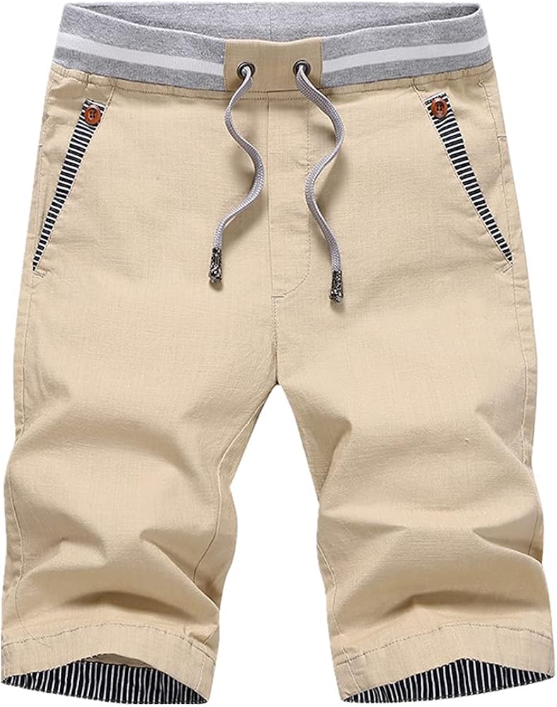 Men's Shorts Summer Casual Cotton Style Male Drawstring Elastic Waist