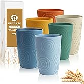 BUSOKIP Wheat Straw Cups 16 OZ, Plastic Drinking Glasses, Drinking Cup, Unbreakable Kitchen Cups Sets of 6, Microwave & Dishwasher Safe Water Glasses, Reusable Plastic Cup for Party (Multicolor)