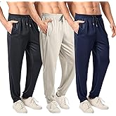 OAKVON Men’s Mesh Jogger Sweatpants 3 Pack – Lightweight Quick Dry Athletic Pants with Zipper Pockets for Workout, Running