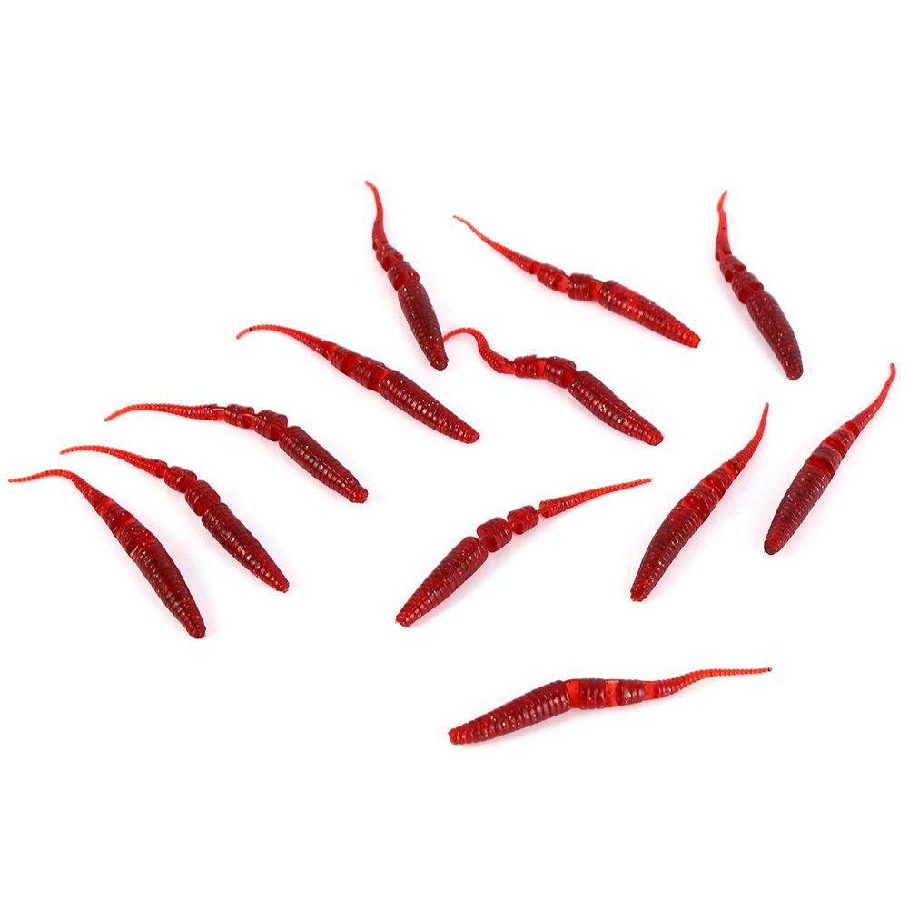 Alomejor Soft Fishing Lures Soft Fishing Lures Kits Silicone Worm Fishing Lures Earthworm Baits For Sea Freshwater Fishing (Red)