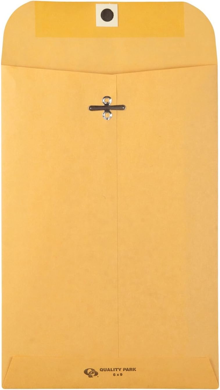 Quality Park Clasp Envelope, 6 x 9 Inches, Brown Kraft, Dispenser, Carton of 500 (37555) : Office Products