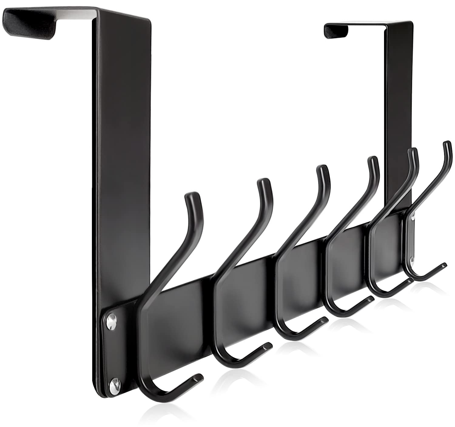 KEOAMG Foldable Over The Door Hook, No Assembly Required Door Hanger Hook, Sturdy Over The Door Coat Rack, Over Door Hanger Door Hooks for Hanging Clothes, Towels, Hats, Matte Black