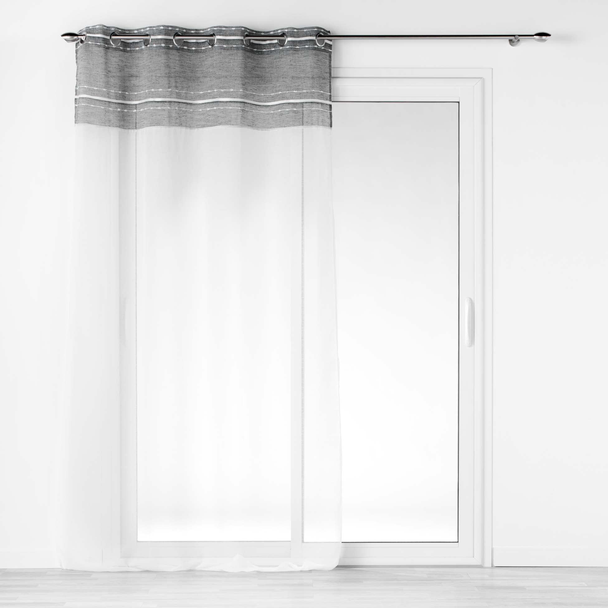 Douceur d'Intérieur, Aloria Top Sandblasted Linen Look Woven Eyelet Curtains 140 x 280 cm