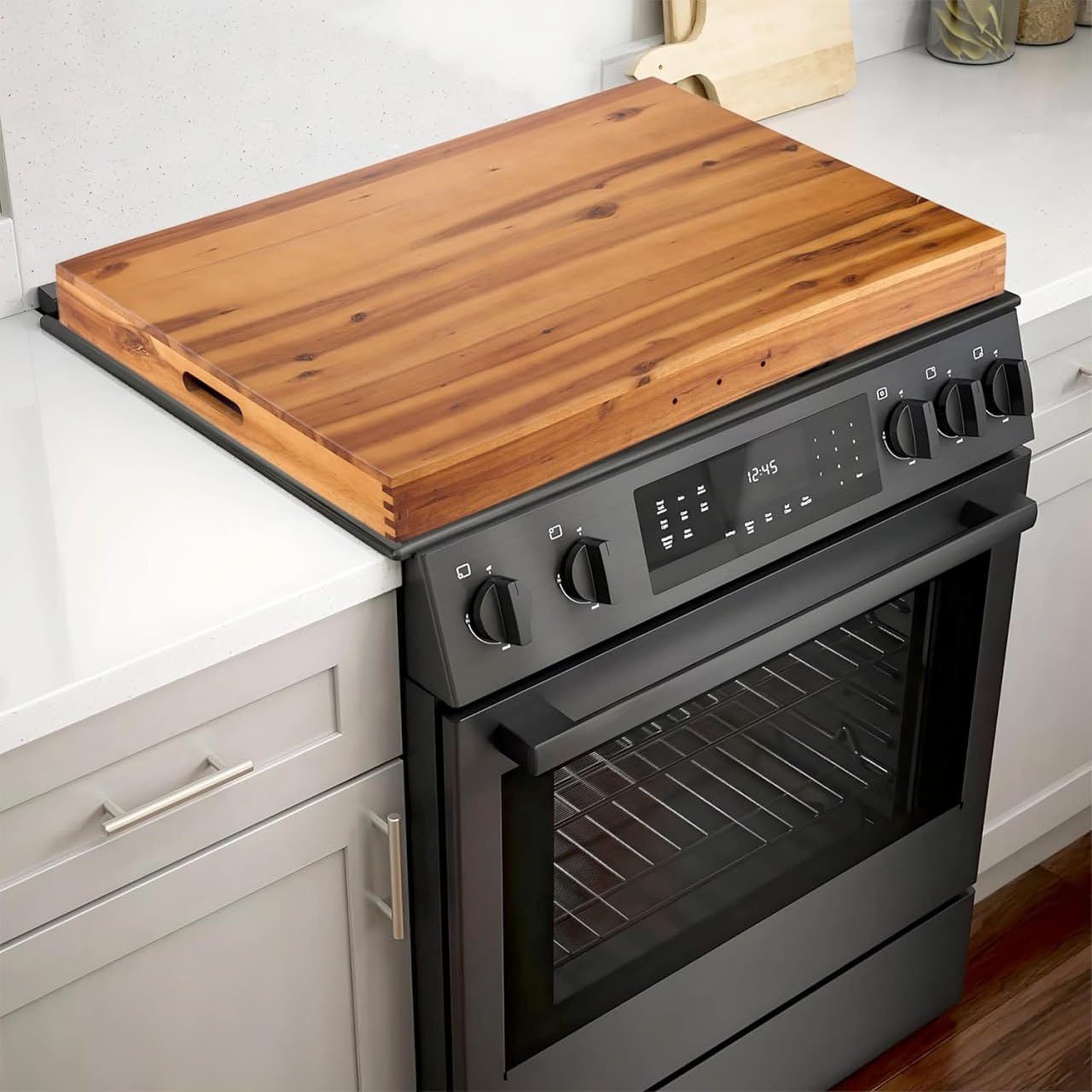 Photo 1 of Stove Top Covers for Electric Stove 30”x22” (Outer) / 28.9”x20.8” (Inner) - Acacia Wood Noodle Board for Gas Stovetop - Stove Top Covers for Gas Burners - Sink Cover For Counter Space (Acacia color)